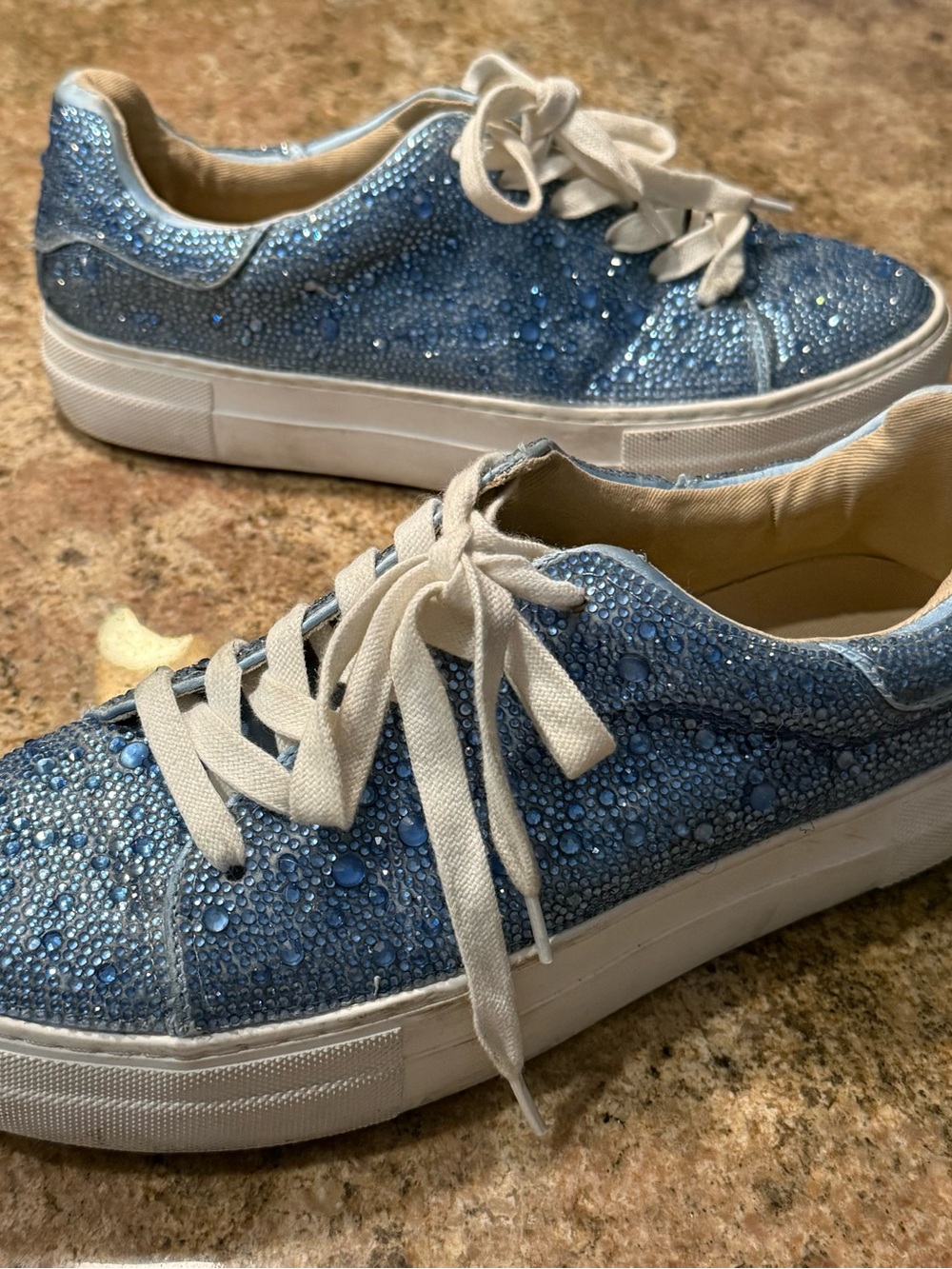 Betsey Johnson Sidney Blue Rhinestone platform sneakers 9.5